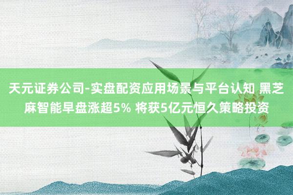 天元证券公司-实盘配资应用场景与平台认知 黑芝麻智能早盘涨超5% 将获5亿元恒久策略投资