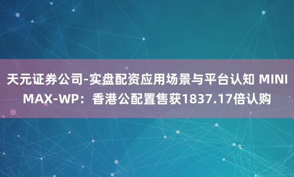 天元证券公司-实盘配资应用场景与平台认知 MINIMAX-WP：香港公配置售获1837.17倍认购