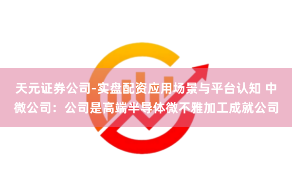 天元证券公司-实盘配资应用场景与平台认知 中微公司：公司是高端半导体微不雅加工成就公司