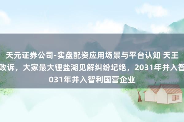 天元证券公司-实盘配资应用场景与平台认知 天王人锂业终审败诉，大家最大锂盐湖见解纠纷圮绝，2031年并入智利国营企业